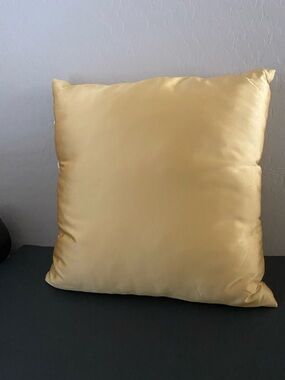Satin Square Throw Pillow in Light Gold